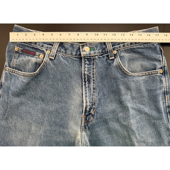 Tommy Hilfiger Mens Old‎ School Freedom Jean 36x34 Blue 90s Flag Spellout Denim - Picture 11 of 16